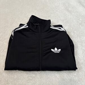 Vintage Unisex Adidas Tracksuit Medium Lined Jacket Black White 3‎ Stripe